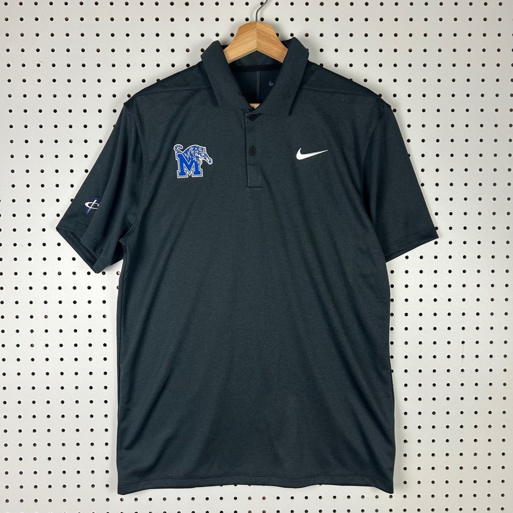 Nike Memphis Tigers DriFit Polo Shirt Medium Short Sleeve 1 Cent Dark Gray BBall